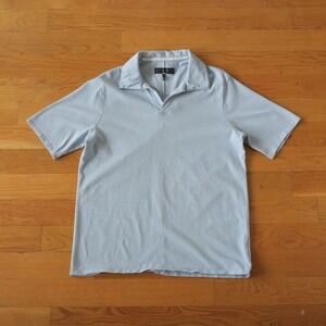 Rag & Bone Polo Shirt Mens Blue Short Sleeve V-Neck Minimalist Size L Casual